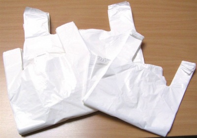 Igelitová taška, biela, 32x8x55 cm