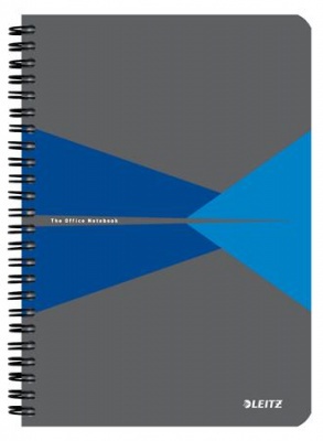 Blok, A5, štvorčekový, 90 listov, PP obálka, LEITZ "Office", sivá-modrá