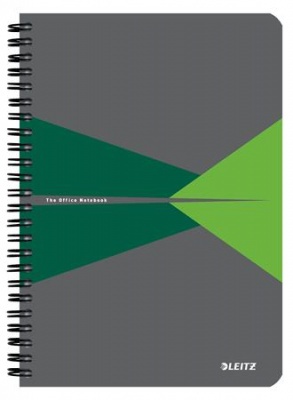 Blok, A5, linajkový, 90 listov, PP obálka, LEITZ "Office", sivá-zelená