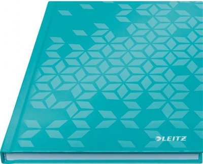 Záznamová kniha, A5, štvorčeková, 80 listov, tvrdá obálka, LEITZ "Wow", ľadovo modrá
