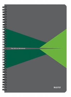 Blok, A4, štvorčekový, 90 listov, laminovaná kartónová obálka, LEITZ "Office", sivá-zelená