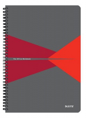 Blok, A4, linajkový, 90 listov, laminovaná kartónová obálka, LEITZ "Office", sivá-červená