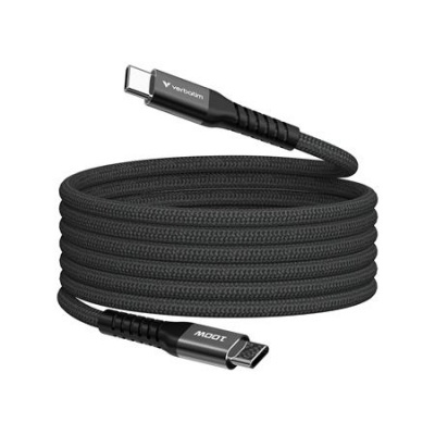 USB kábel, USB-C - USB-C, 1,2 m, 100W, magnetický, VERBATIM, čierna