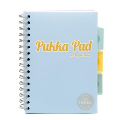 Špirálový zošit, A5, linajkový, 100 listov, PUKKA PAD "Pastel project book", mix farieb