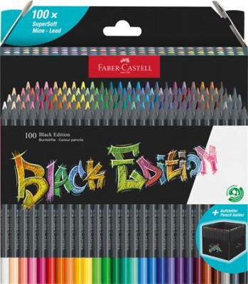 Farebné ceruzky, sada, trojhranné, FABER-CASTELL "Black Edition", 100 rôznych farieb
