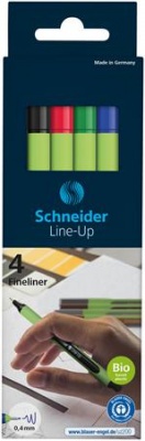 Liner, sada, 0,4 mm, SCHNEIDER "Line-Up", 4 rôzne farby