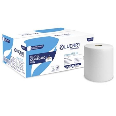 Papierové utierky, kotúčové, 2-vrstvové, LUCART "Strong 155 ID", snehobiele
