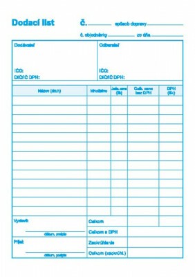 Dodací list s DPH A5 samo prepisovací