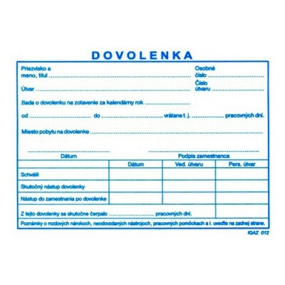 Dovolenka A6, 100 listov